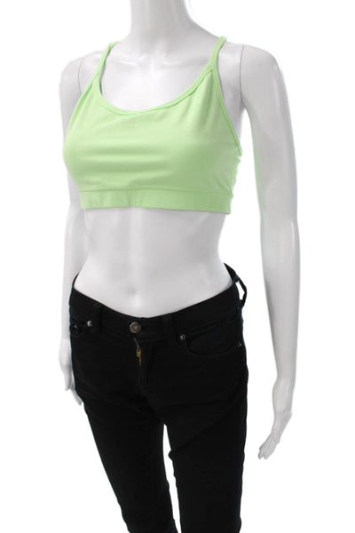 Lululemon Womens Spaghetti Strap Scoop Neck Mesh Trim Sports Bra Green Blue 10