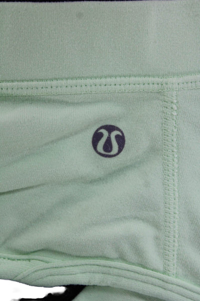 Lululemon Womens Spaghetti Strap Scoop Neck Mesh Trim Sports Bra Green Blue 10