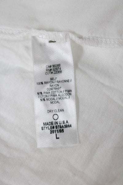 Splendid Women Tunic Button Up Rayon Collared Long Sleeve White Size L
