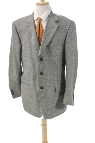Monsieur Givenchy Mens Gray Wool Silk Blazer Button Closure Size 42