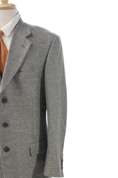 Monsieur Givenchy Mens Gray Wool Silk Blazer Button Closure Size 42