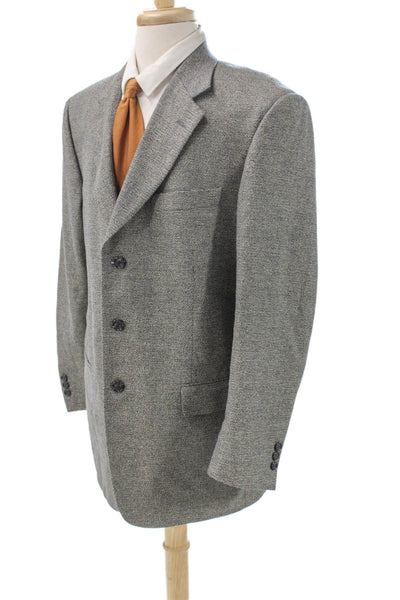 Monsieur Givenchy Mens Gray Wool Silk Blazer Button Closure Size 42