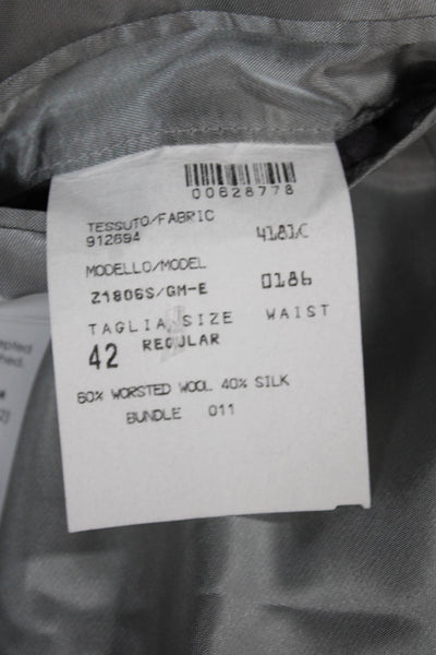 Monsieur Givenchy Mens Gray Wool Silk Blazer Button Closure Size 42