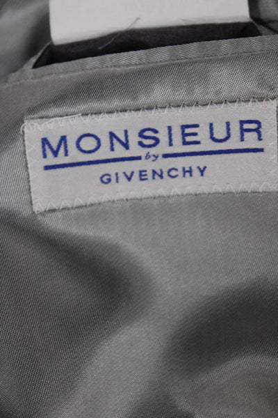 Monsieur Givenchy Mens Gray Wool Silk Blazer Button Closure Size 42