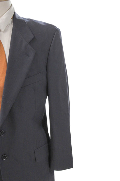 Ungaro Mens Blue Wool Blazer Button Front Solid Size 40
