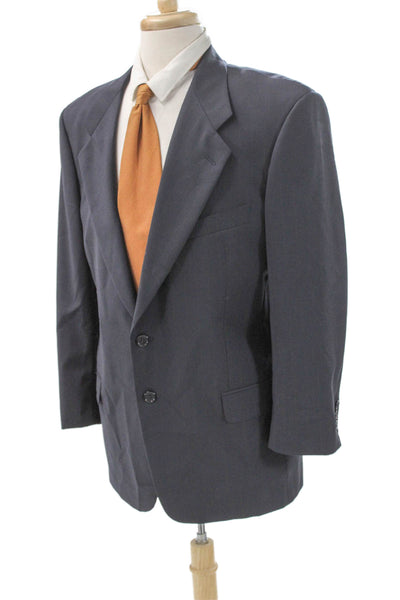 Ungaro Mens Blue Wool Blazer Button Front Solid Size 40