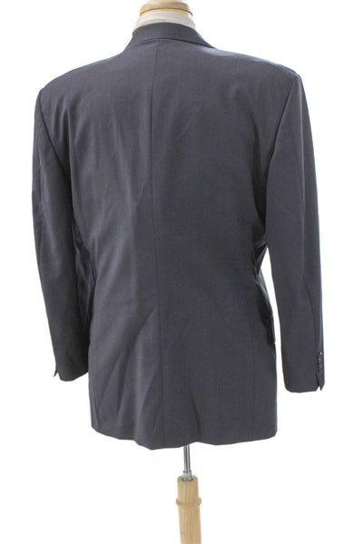 Ungaro Mens Blue Wool Blazer Button Front Solid Size 40