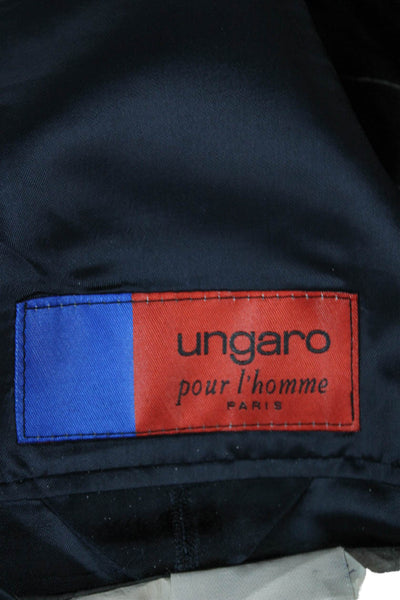 Ungaro Mens Blue Wool Blazer Button Front Solid Size 40