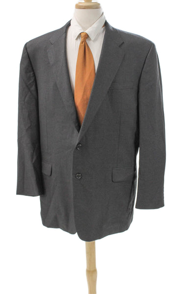 Hickey Freeman Mens Gray Wool Blazer Button Big & Tall Size 48