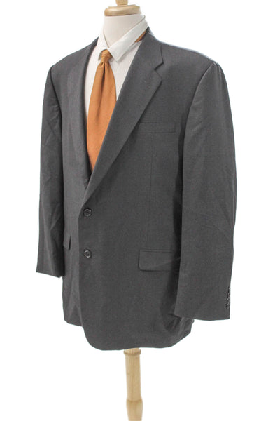 Hickey Freeman Mens Gray Wool Blazer Button Big & Tall Size 48