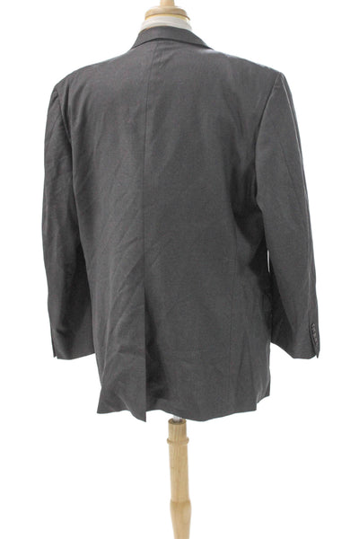 Hickey Freeman Mens Gray Wool Blazer Button Big & Tall Size 48