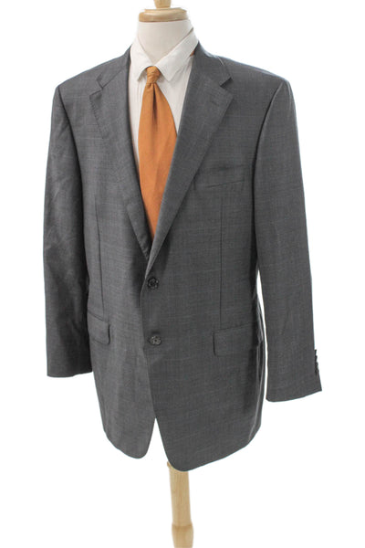Hickey Freeman for Nordstrom Mens Blazer Gray Check 100% Wool Button Size 44