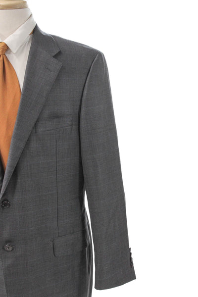 Hickey Freeman for Nordstrom Mens Blazer Gray Check 100% Wool Button Size 44