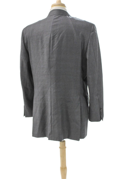 Hickey Freeman for Nordstrom Mens Blazer Gray Check 100% Wool Button Size 44