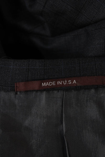 Hickey Freeman for Nordstrom Mens Blazer Gray Check 100% Wool Button Size 44