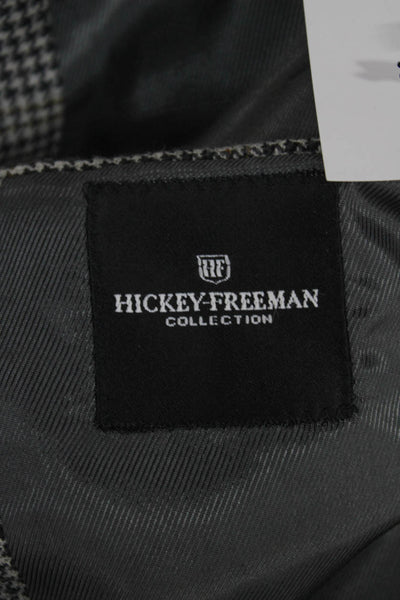 Hickey Freeman Mens Blazer Beige Plaid Worsted Wool Button Size 42