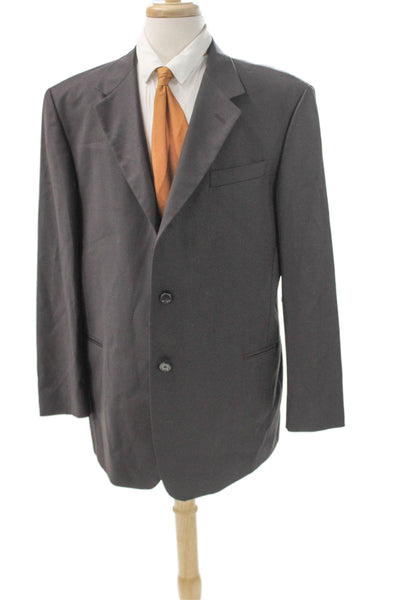 Donna Karan Signature Mens Blazer Gray Wool Button Size 46