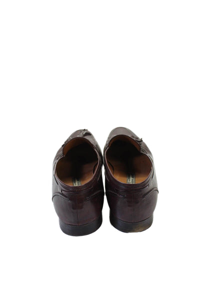 Salvatore Ferragamo Mens Leather Tassel Front Dress Loafers Brown Size 10.5 Wide