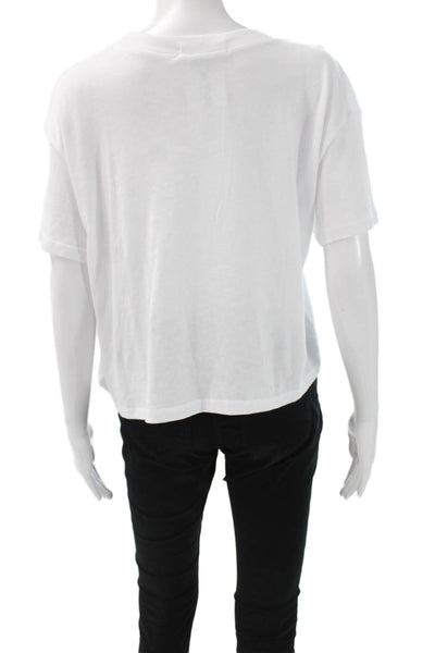 Shonna Drew Womens White Patriotic Crew Neck Short Sleeve T-Shirt Size L