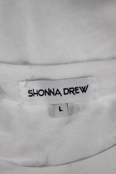 Shonna Drew Womens White Patriotic Crew Neck Short Sleeve T-Shirt Size L