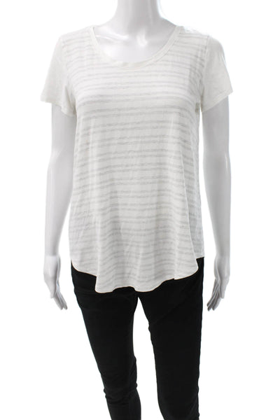 Lululemon Women Basic Striped Scoop Neck Nylon T-Shirt Short Sleeve Size 8