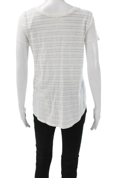 Lululemon Women Basic Striped Scoop Neck Nylon T-Shirt Short Sleeve Size 8