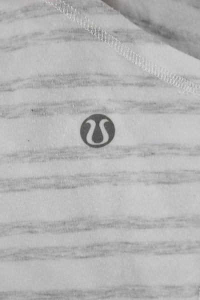 Lululemon Women Basic Striped Scoop Neck Nylon T-Shirt Short Sleeve Size 8