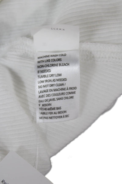 Eterne Womens Cropped Cotton Long Sleeve T Shirt White Round Neck Size S