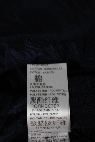 D. Exterior Womens Fit & Flare Dress Blue Cotton Boat Neck 3/4 Sleeve Size S