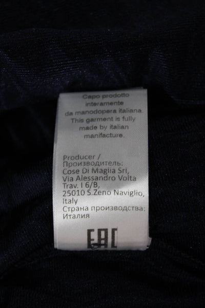 D. Exterior Womens Fit & Flare Dress Blue Cotton Boat Neck 3/4 Sleeve Size S