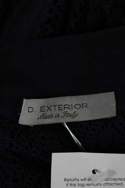 D. Exterior Womens Fit & Flare Dress Blue Cotton Boat Neck 3/4 Sleeve Size S