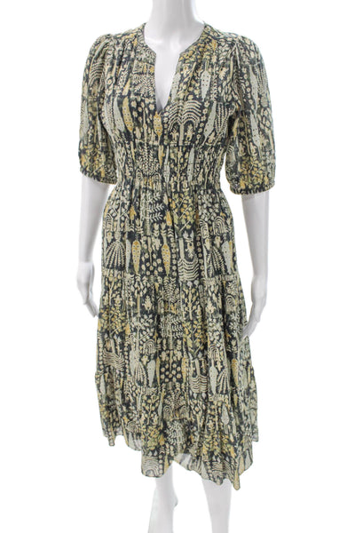 Ba&Sh Womens Fit & Flare Dress Multicolor V-Neck Short Sleeve Boho Size S