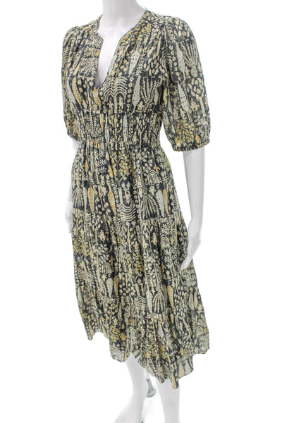 Ba&Sh Womens Fit & Flare Dress Multicolor V-Neck Short Sleeve Boho Size S