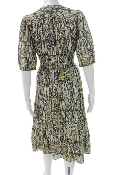 Ba&Sh Womens Fit & Flare Dress Multicolor V-Neck Short Sleeve Boho Size S