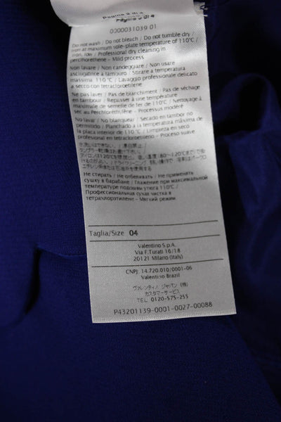 Valentino Women Shift Dress Blue Wool Sleeveless Mid-Calf Zip Round Neck Size 4
