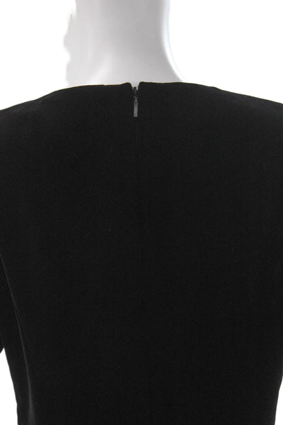 Saint Laurent Women Mini Velvet Black Dress Zip Round Neck Short Sleeve Size S