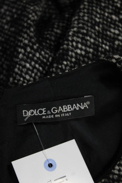 Dolce & Gabbana Women Black Tweed Shift Dress Short Sleeve Round Neck Size 38