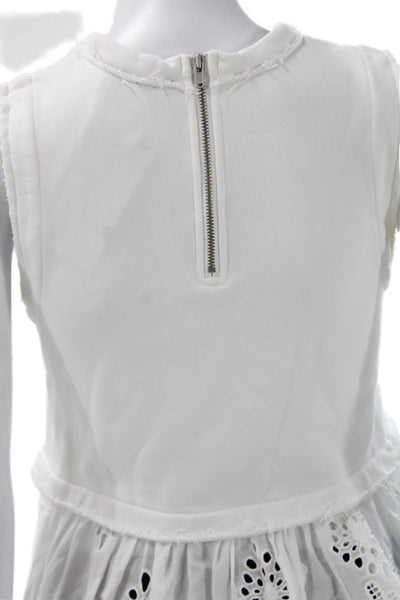 Sea New York Womens Peplum Tank White Cotton Crew Neck Sleeveless Size XS