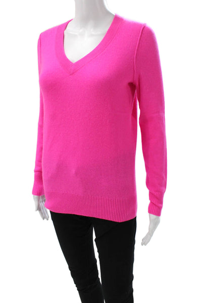 Aqua Cashmere Women V-Neck Pullover Sweater Pink Long Sleeve Size XS