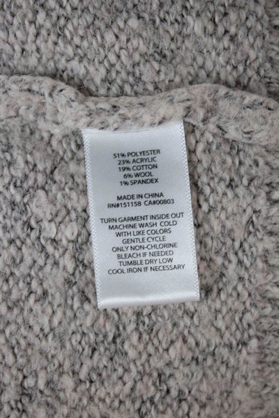 525 Women Pullover Sweater Beige Speckled Collared Long Sleeve Size S