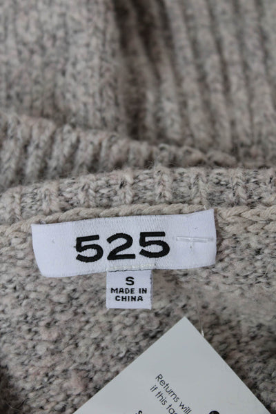 525 Women Pullover Sweater Beige Speckled Collared Long Sleeve Size S