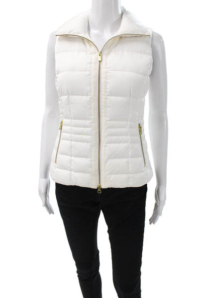 Lilly Pulitzer Women White Down Puffer Jacket Zip Sleeveless Size XS