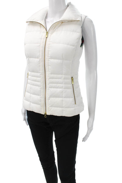 Lilly Pulitzer Women White Down Puffer Jacket Zip Sleeveless Size XS