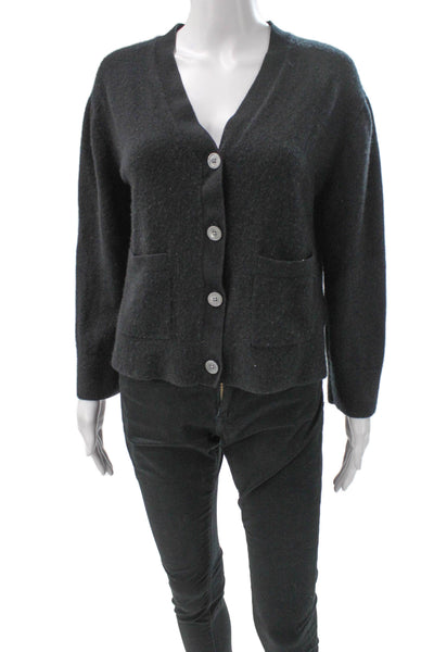J Crew Womens Cashmere V-Neck Cardigan Gray Long Sleeve Size S