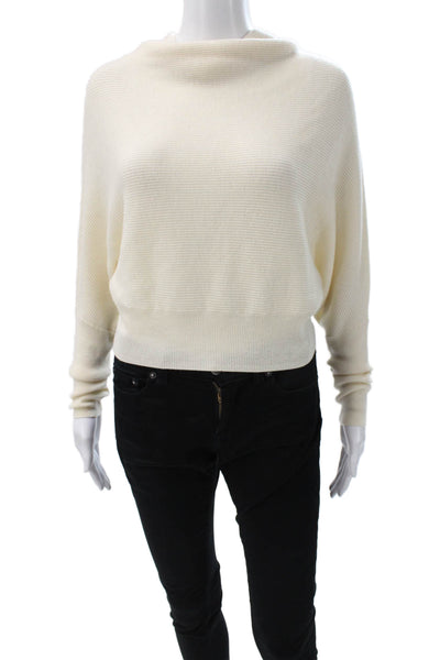 Allsaints Womens Ivory Striped Cowl Neck Pullover Sweater Wool Cashmere Size XS
