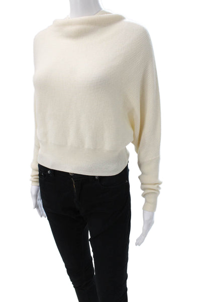 Allsaints Womens Ivory Striped Cowl Neck Pullover Sweater Wool Cashmere Size XS