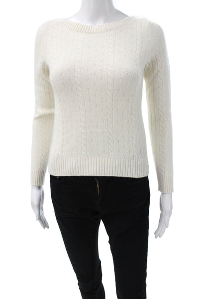 Sunday Best Women Pullover Ivory Wool Cable Knit Boatneck Longsleeve Size XS
