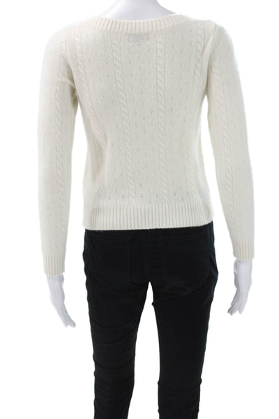 Sunday Best Women Pullover Ivory Wool Cable Knit Boatneck Longsleeve Size XS