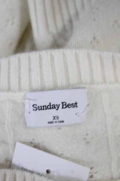 Sunday Best Women Pullover Ivory Wool Cable Knit Boatneck Longsleeve Size XS