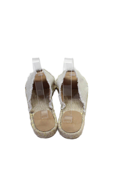 Castaner Womens Canvas Crisscross Flat Mules Shoes White Size 7